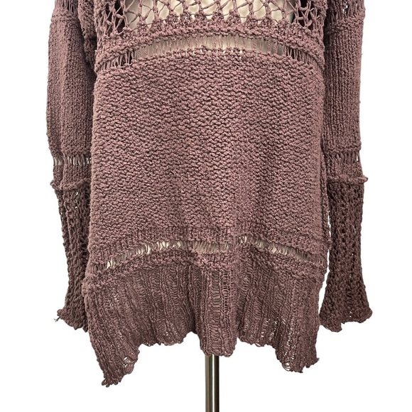 Free People Belong To You Open Knit Sweater In Dark Purple Size Small NWT - Picture 6 of 13